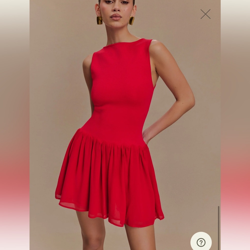 Meshki Ashleigh Knit And Chiffon Mini Dress - Red